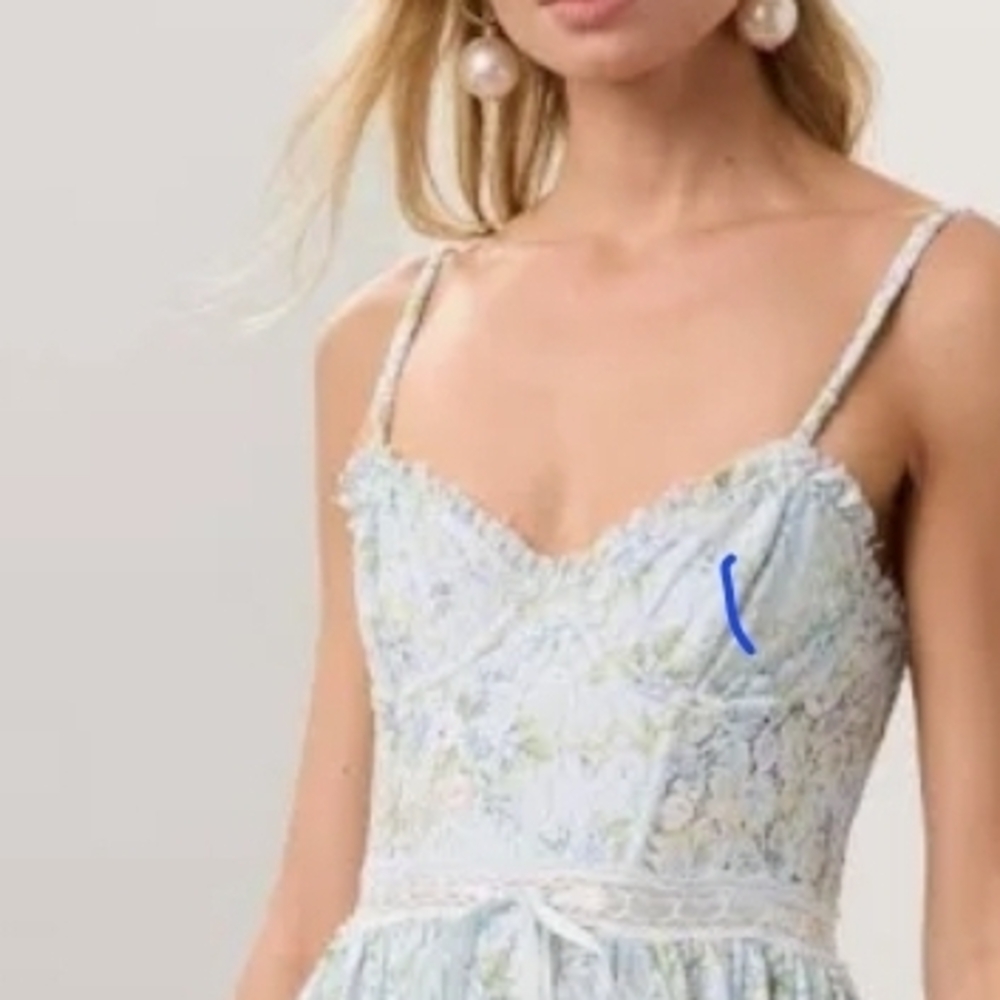 Free People Light Blue Floral Mini Dress - Picture 3 of 10